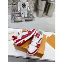 Louis Vuitton Unisex LV Trainer Sneaker Red Mini Monogram Embossed Calf Leather (7)