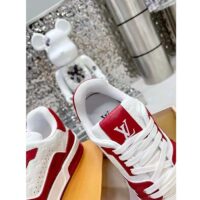 Louis Vuitton Unisex LV Trainer Sneaker Red Mini Monogram Embossed Calf Leather (7)