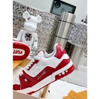 Louis Vuitton Unisex LV Trainer Sneaker Red Mini Monogram Embossed Calf Leather (7)