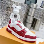 Louis Vuitton Unisex LV Trainer Sneaker Red Mini Monogram Embossed Calf Leather - Bild 2