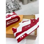 Louis Vuitton Unisex LV Trainer Sneaker Red Mini Monogram Embossed Calf Leather - Bild 10