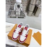 Louis Vuitton Unisex LV Trainer Sneaker Red Mini Monogram Embossed Calf Leather (7)