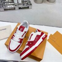Louis Vuitton Unisex LV Trainer Sneaker Red Mini Monogram Embossed Calf Leather (7)