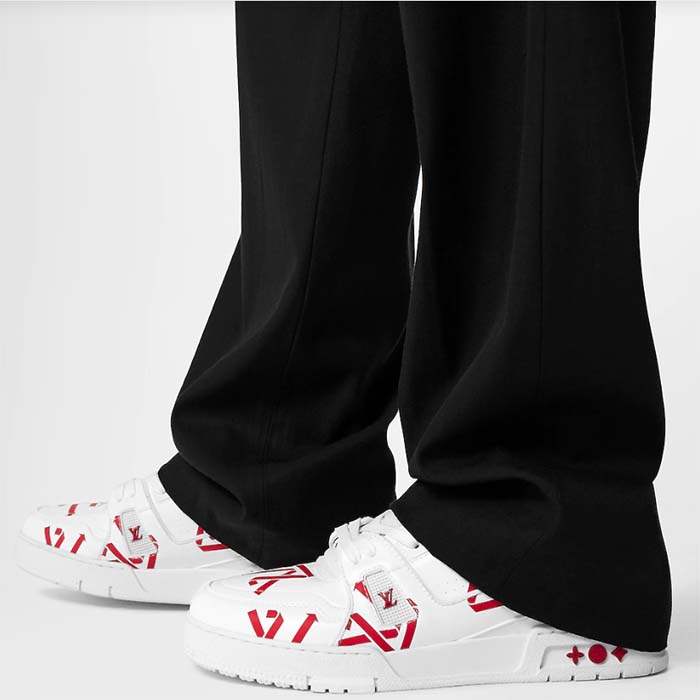 Louis Vuitton Unisex LV Trainer Sneaker Red Mix Sustainable Materials Monogram Flowers (7)