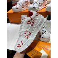 Louis Vuitton Unisex LV Trainer Sneaker Red Mix Sustainable Materials Monogram Flowers (11)