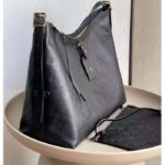 Louis Vuitton Women LV CarryAll MM Handbag Black Embossed Supple Grained Cowhide Leather - Image 4