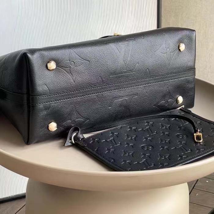 Louis Vuitton Women LV CarryAll MM Handbag Black Embossed Supple Grained Cowhide Leather (10)