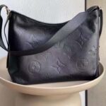 Louis Vuitton Women LV CarryAll MM Handbag Black Embossed Supple Grained Cowhide Leather - Image 3