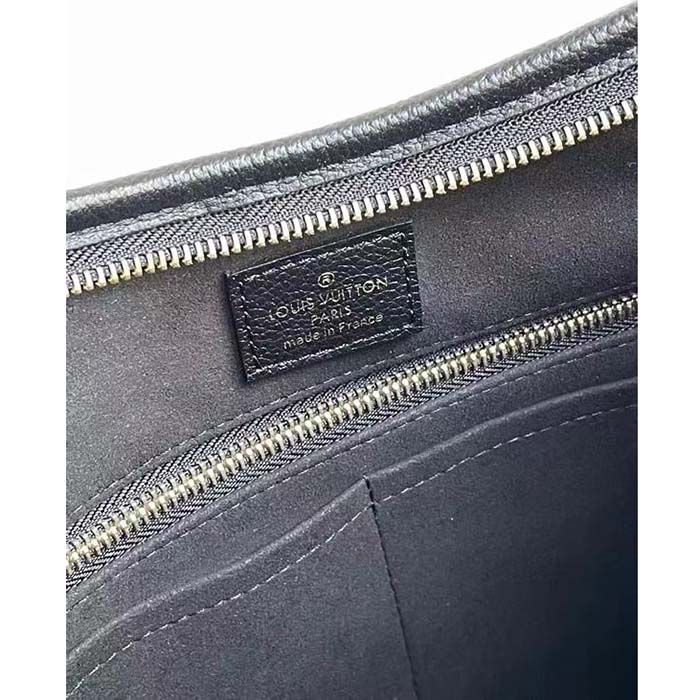 Louis Vuitton Women LV CarryAll MM Handbag Black Embossed Supple Grained Cowhide Leather (8)