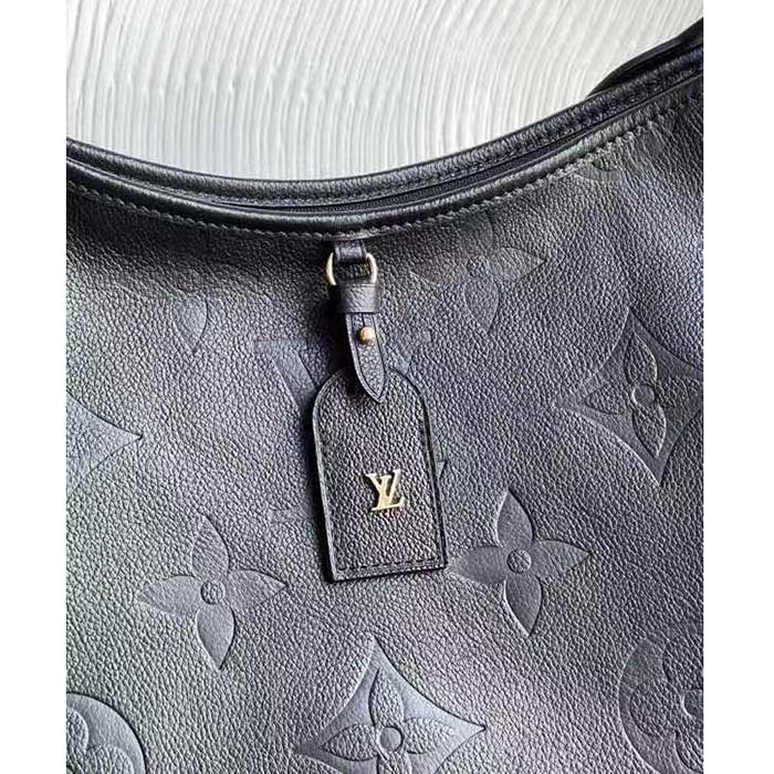 Louis Vuitton Women LV CarryAll MM Handbag Black Embossed Supple Grained Cowhide Leather (9)