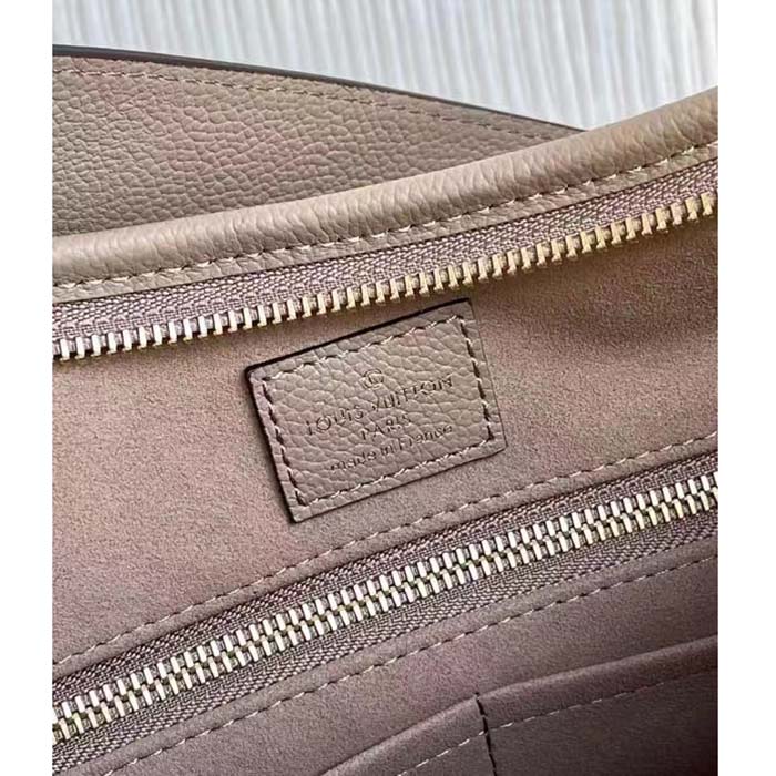 Louis Vuitton Women LV CarryAll MM Handbag Tourterelle Gray Embossed Supple Grained Cowhide (10)