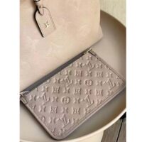 Louis Vuitton Women LV CarryAll MM Handbag Tourterelle Gray Embossed Supple Grained Cowhide (9)