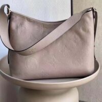 Louis Vuitton Women LV CarryAll MM Handbag Tourterelle Gray Embossed Supple Grained Cowhide (9)