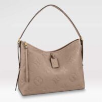 Louis Vuitton Women LV CarryAll MM Handbag Tourterelle Gray Embossed Supple Grained Cowhide (9)