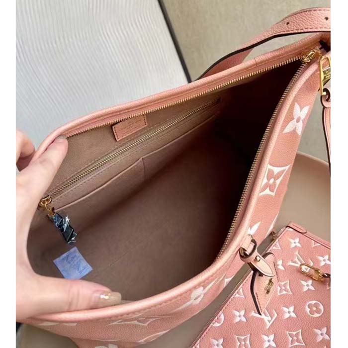 Louis Vuitton CarryAll PM Rose Trianon Pink/Creme Beige in Embossed Supple  Grained Cowhide Leather with Gold-tone - US