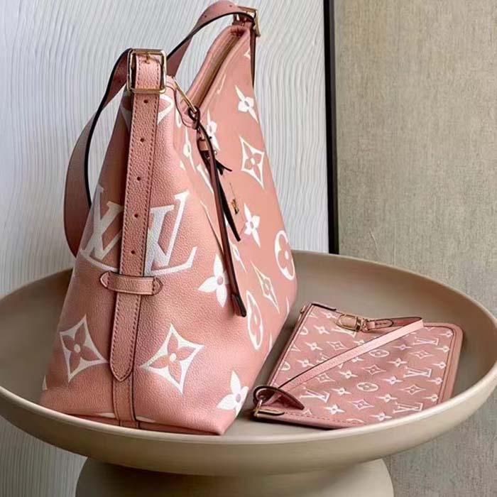 Louis Vuitton CarryAll PM Rose Trianon Pink/Creme Beige in Embossed Supple  Grained Cowhide Leather with Gold-tone - US