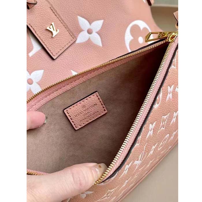 Louis Vuitton Women LV CarryAll PM Handbag Pink Embossed Supple Grained Cowhide (2)