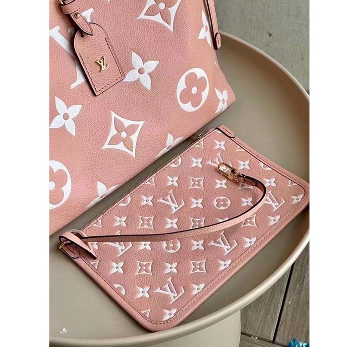 Louis Vuitton Women LV CarryAll PM Handbag Pink Embossed Supple Grained Cowhide (3)