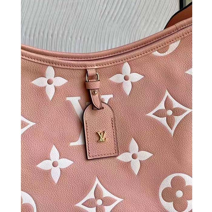 Louis Vuitton Women LV CarryAll PM Handbag Pink Embossed Supple Grained Cowhide (4)