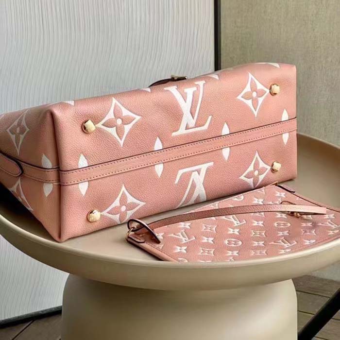 Louis Vuitton Women LV CarryAll PM Handbag Pink Embossed Supple Grained Cowhide (5)