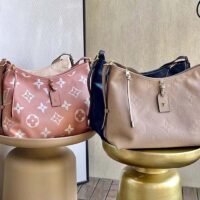 Louis Vuitton Women LV CarryAll PM Handbag Pink Embossed Supple Grained Cowhide (7)
