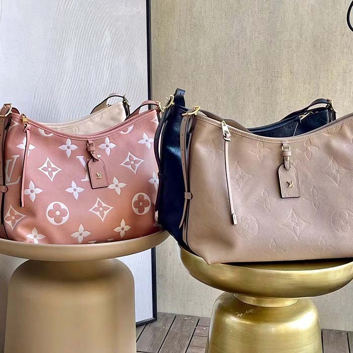Louis Vuitton Women LV CarryAll PM Handbag Pink Embossed Supple Grained Cowhide (6)
