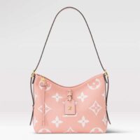 Louis Vuitton Women LV CarryAll PM Handbag Pink Embossed Supple Grained Cowhide (7)