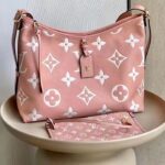 Louis Vuitton Women LV CarryAll PM Handbag Pink Embossed Supple Grained Cowhide – Image 2