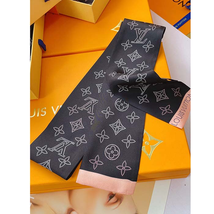 Louis Vuitton Women LV Mahina Flight Mode Classic Bandeau Black Silk Inkjet Monogram (4)