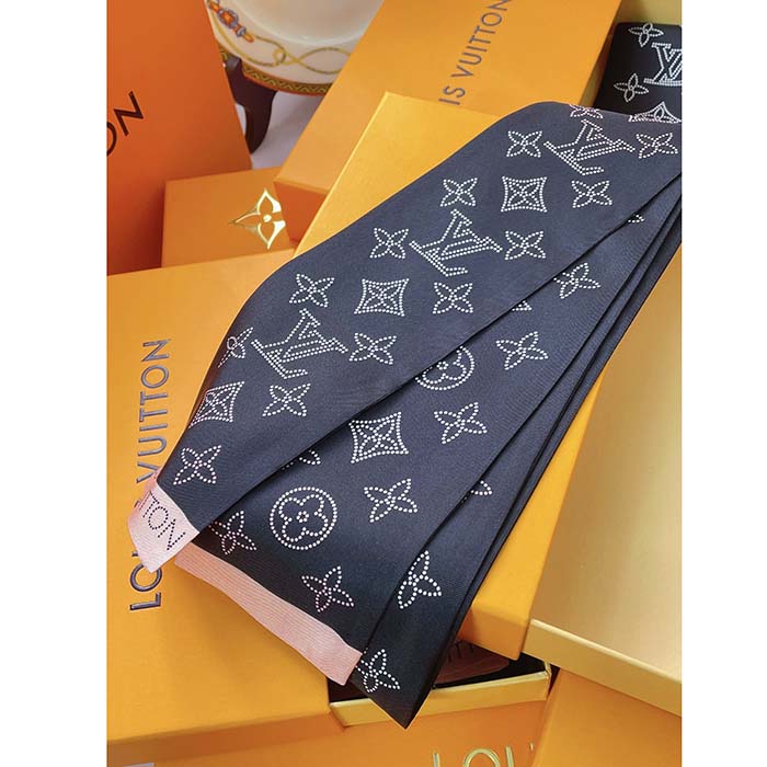 Louis Vuitton Women LV Mahina Flight Mode Classic Bandeau Black Silk Inkjet Monogram (5)