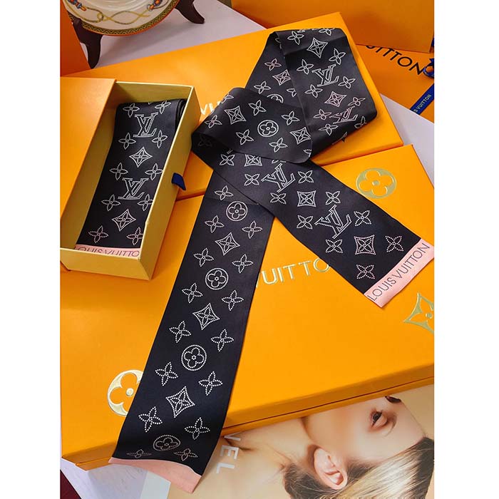 Louis Vuitton Women LV Mahina Flight Mode Classic Bandeau Black Silk Inkjet Monogram (8)