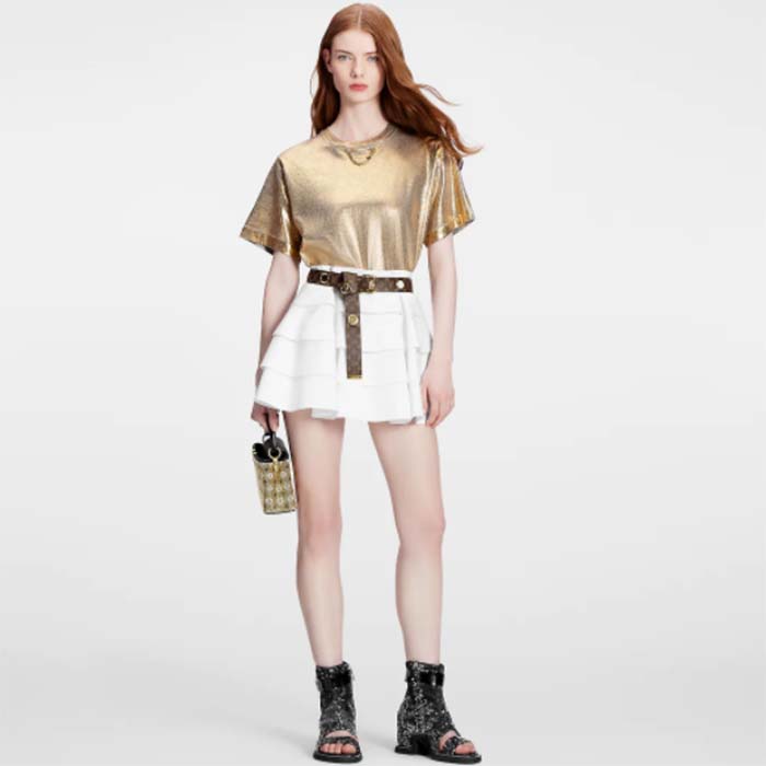 Louis Vuitton Women LV Metallic Wash T-Shirt Cotton Gold Regular Fit (5)