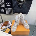 Louis Vuitton Women LV Platform Desert Boot Beige Jacquard Textile Suede Calf Leather – Image 5