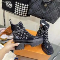 Louis Vuitton Women LV Platform Desert Boot Gray Monogram Denim Calf Leather (1)