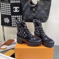 Louis Vuitton Women LV Platform Desert Boot Gray Monogram Denim Calf Leather (1)