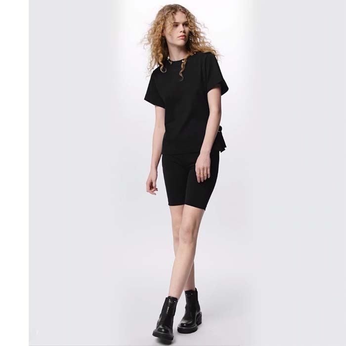 Louis Vuitton Women LV Side Strap T-Shirt Cotton Black Regular Fit (6)