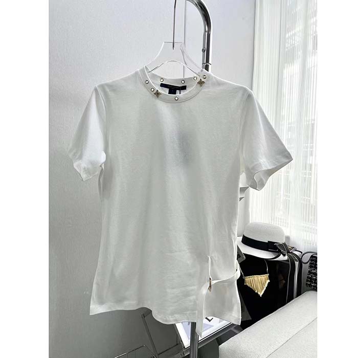 Louis Vuitton Womens T-shirts 2023-24FW, White, S (Confirmation Required)