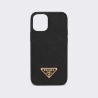 Prada Wome Saffiano Cover for iPhone 12 Mini-Black (1)