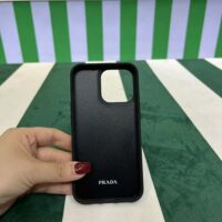 Prada Wome Saffiano Cover for iPhone 12 Mini-Black (1)