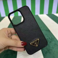 Prada Wome Saffiano Cover for iPhone 12 Mini-Black (1)