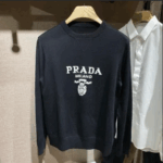 Prada Women Cashmere Wool Prada Logo Crew-Neck Sweater Black Menswear Fit – Bild 7