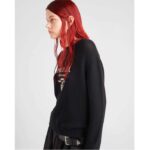 Prada Women Cashmere Wool Prada Logo Crew-Neck Sweater Black Menswear Fit – Bild 11