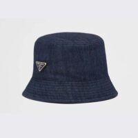 Prada Women Denim Bucket Hat-Navy (1)