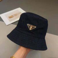 Prada Women Denim Bucket Hat-Navy (1)