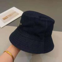 Prada Women Denim Bucket Hat-Navy (1)