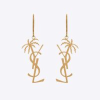 Saint Laurent YSL Women Monogram Palm Earrings in Metal-Gold (1)