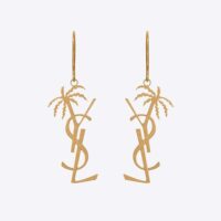 Saint Laurent YSL Women Monogram Palm Earrings in Metal-Gold (1)