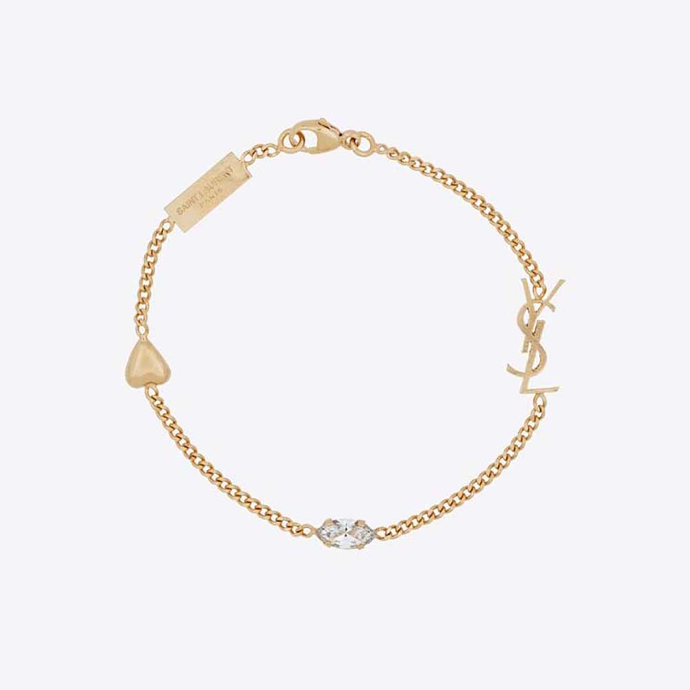 Saint Laurent YSL Women Opyum Heart Charm Bracelet in Metal