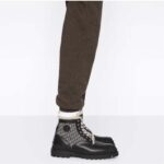 Dior Unisex Dior Explorer Ankle Boot Black Smooth Calfskin Beige Black Oblique Jacquard - Imagen 12