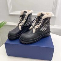 Dior Unisex Dior Explorer Ankle Boot Black Smooth Calfskin Beige Black Oblique Jacquard (8)